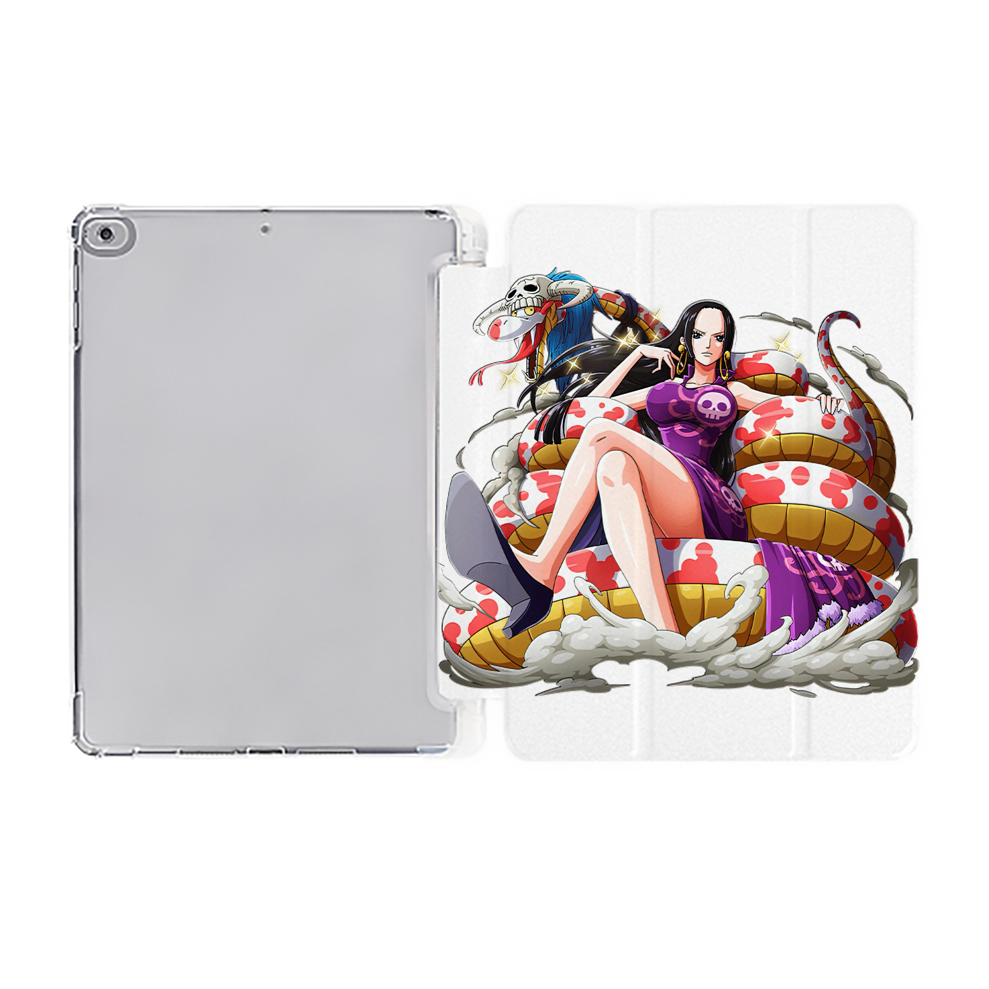 （画像用） ワンピース ボア・ハンコック ONE PIECE Boa·Hancock IPad ケース ペン収納付き 三つ折りスタンド PUレザー×シリコン 対応機種9.5/10.5/10.9インチ